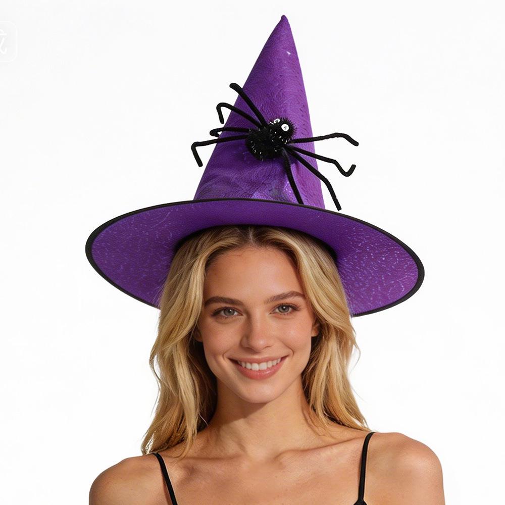 Black Spider Halloween Witch & Wizard Hat Costume Prop for Kids and Adults