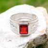 Garnet Octogan Cut With 925 Sterling Silver Ring For Mens #001