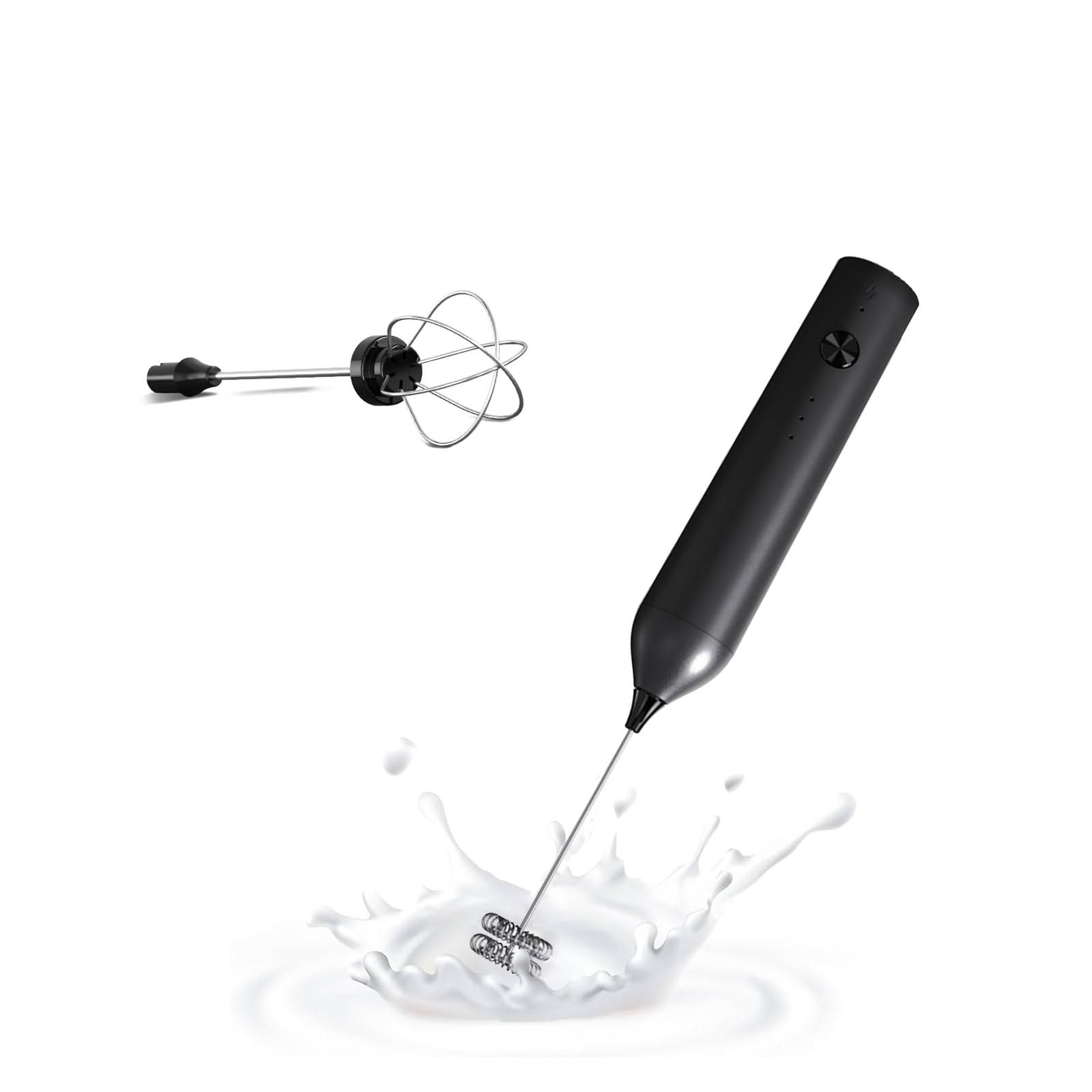 

Milk Foamer Rechargeable Electric Milk Frother with 2 304 Stainless Steel Mixing Heads USB Charging Latte Cappuccino Hot Chocolate Egg Frother Mixer