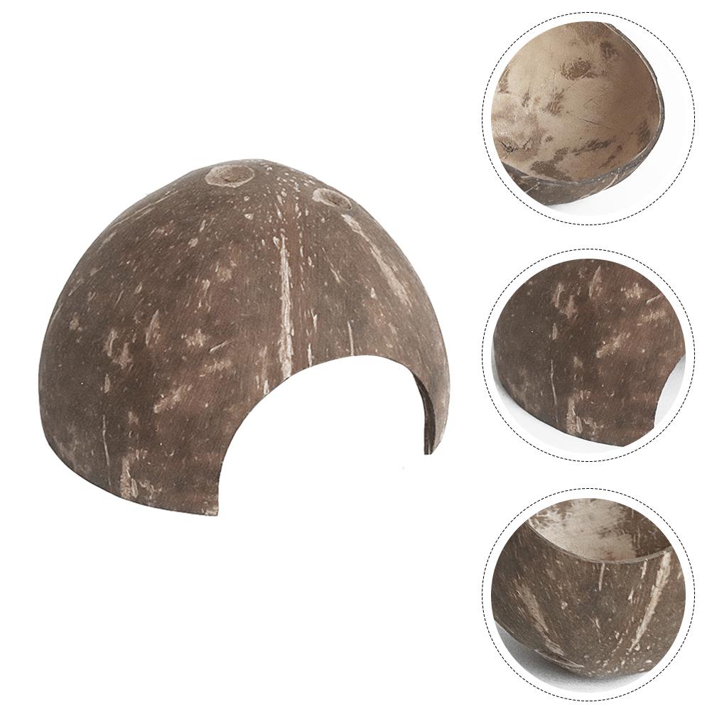 Coconut Shell Hideout Reptile House Small Pet Shelter Friendly Secure Hiding Place for Hermit Crab Spiders 13x13cm