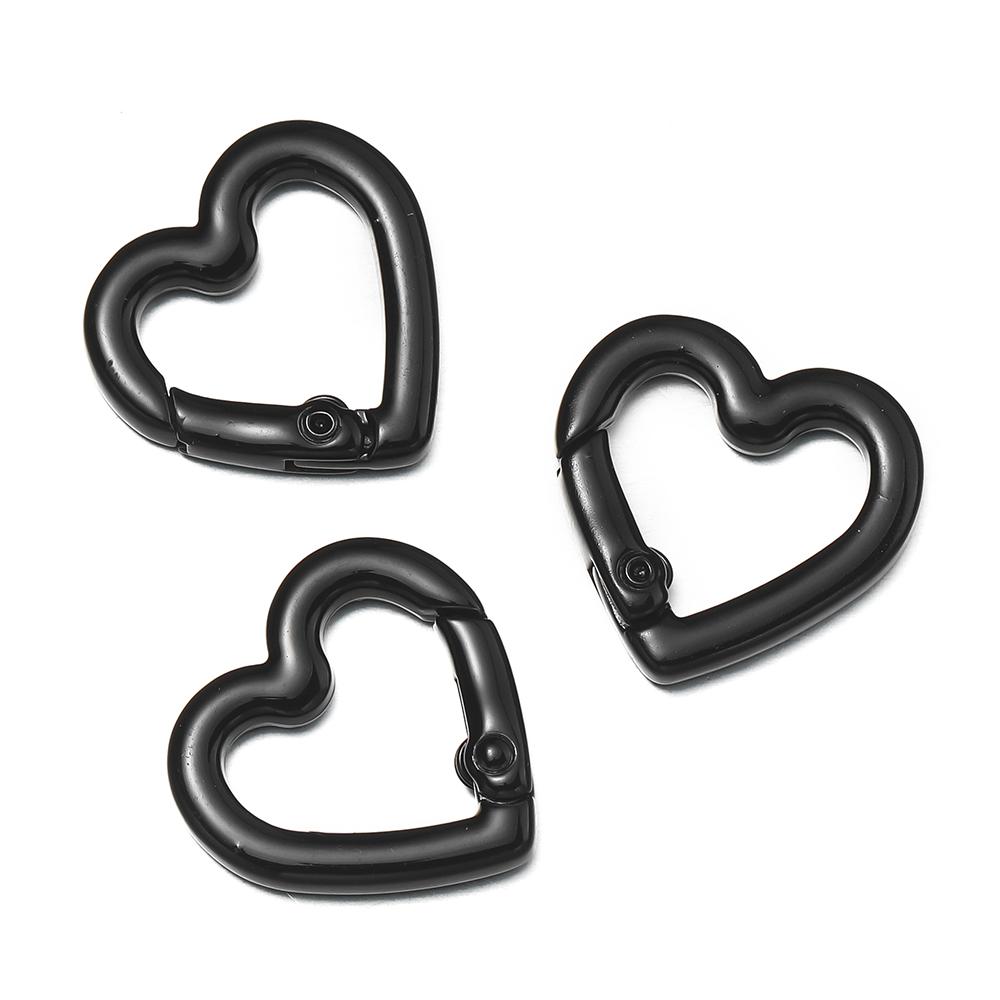 

5pcs Metal Heart Spring Clasp Openable Love Shaped Carabiner Keychain Clips Hook Dog Chain DIY Jewelry Buckles Connector Aldrin 3XL чёрный