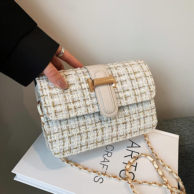 2024 New Korean Style Woven Plaid Mini Shoulder Bag Street Fashion Pu Crossbody Bag