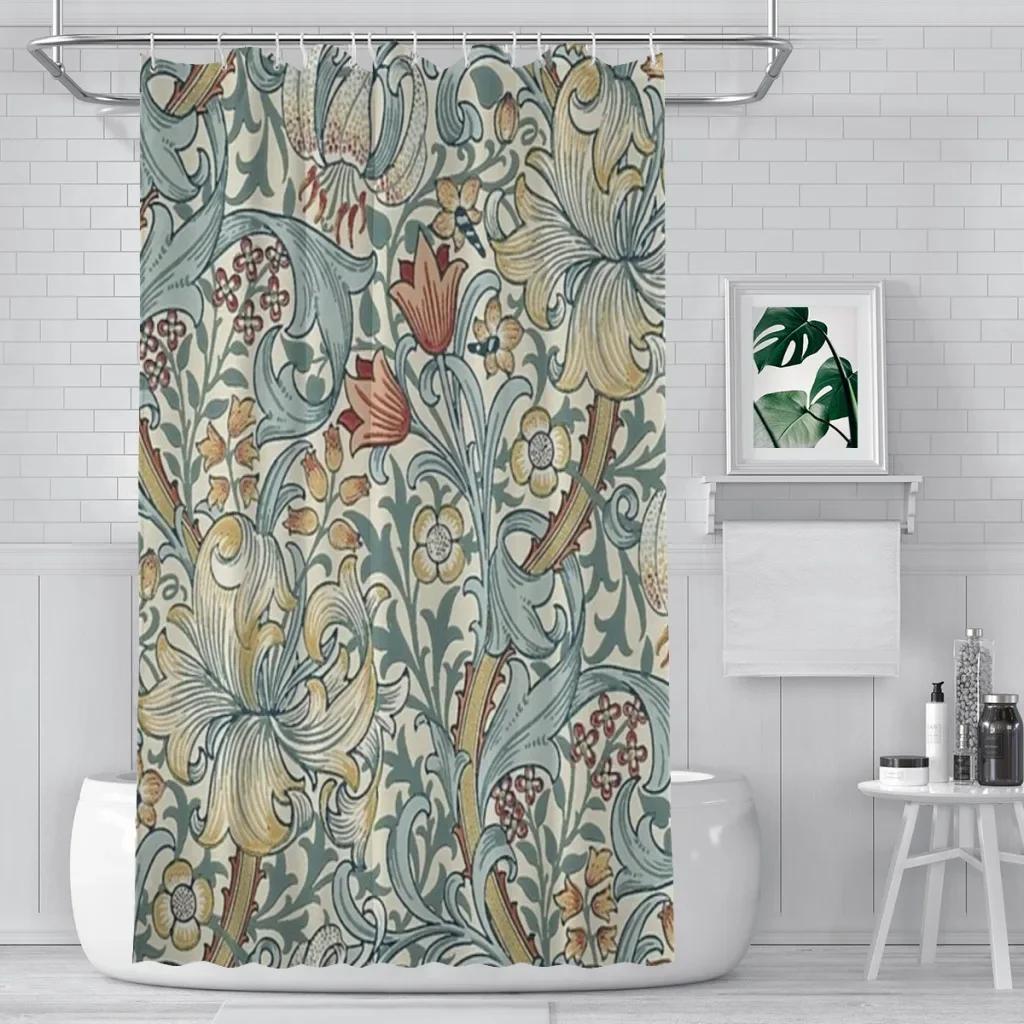 Rideau de douche d art d instabilité de William avec des crochets, paysage imperméable à l eau, bain 90X180cm