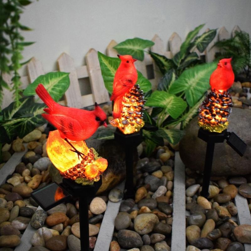 Cute Landscape Light Unique Pinecone/Nut Red Bird Solar Garden Light Outdoor Lighting Waterproof IP55 for Garden Yards