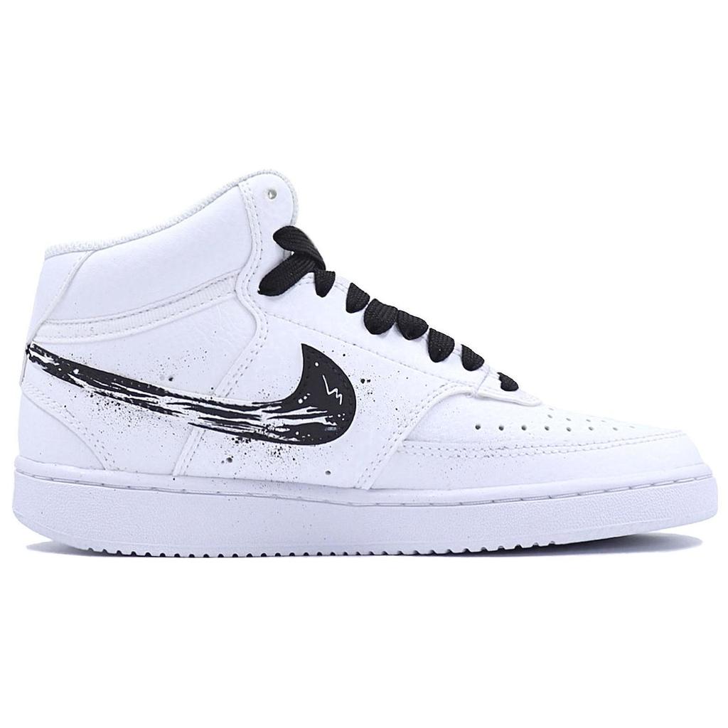 Nike Court Vision Mid Krone Herz Meer, Tintenspritzer Mittelhohe Skateboard-Schuhe Herren Schwarz Weiß DN3577-101(Team25-XSC)