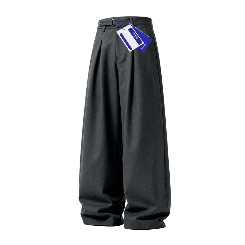 Wassup Trendy American Retro Wide-Leg Dress Pants for Men, Loose Casual Old Money Style Design Casual Long Pants