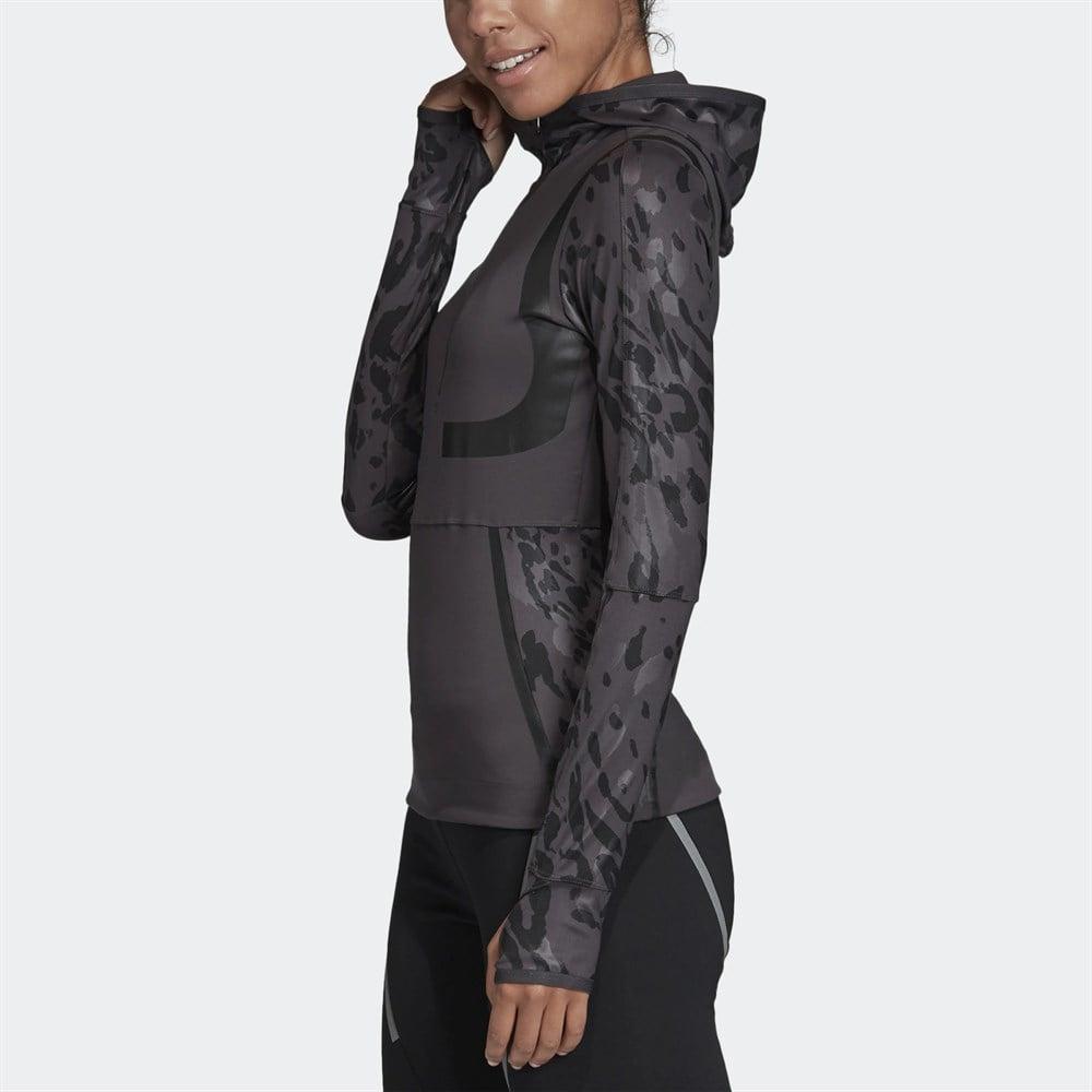 Adidas X Stella McCartney Collaboration Run Comfortable Soft Long Sleeve Hoodie Women hoodies Gray EI0837