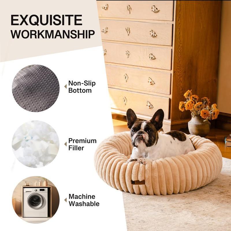 Plush Round Pet Bed Dogs Cats Winter Warm Nest Heavyweight Faux Fur Cushion 40-100cm