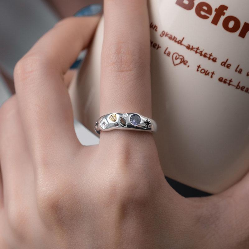 Alien Baroque Pearl Ring Fashionable Retro Elegant Irregular Adjustable Women Ring Punk Geometric Hollow Open Ring Party Jewelry