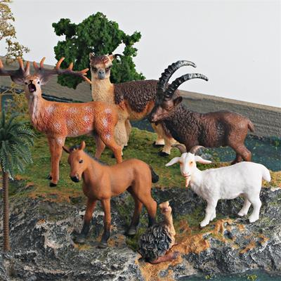 Realistic Animal Figurine Alpaca Goat Deer Ostrich Horse Model Miniature Forest Woodland Creatures Figure Kids Educational Wild Animal Toy Cake