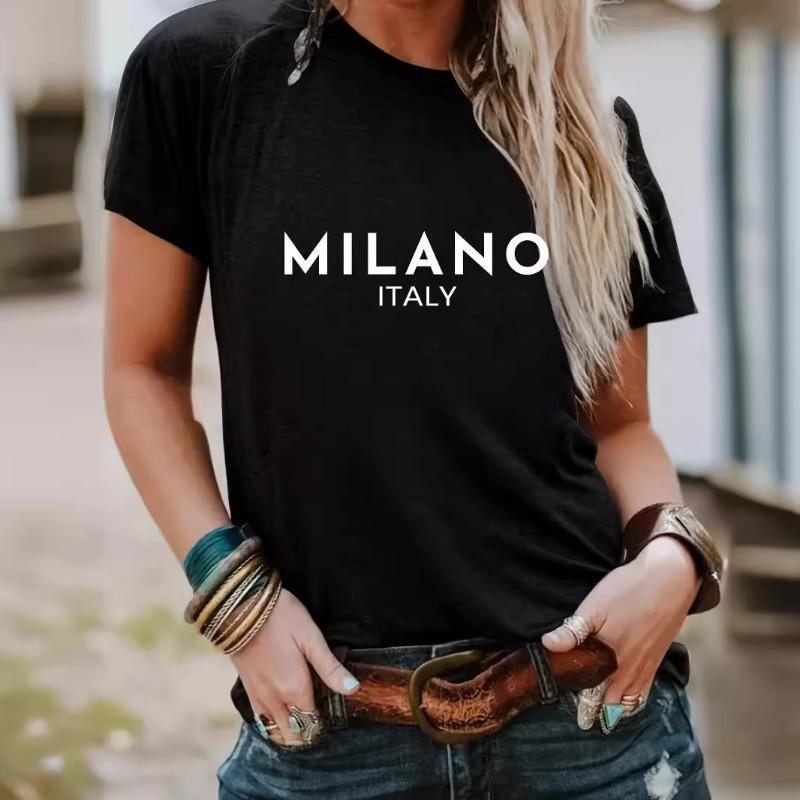 Summer Women's Letter Pattern Pure Cotton Round Neck Short Sleeved Casual Fashion T-Shirts Women’s