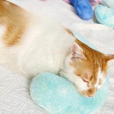 Pet Pillow Super Soft Tie-dye Plush Little Devil Shape Cat Pillow Pet Lying Mat Dog Pillow U-Shaped Pillow Pet Products