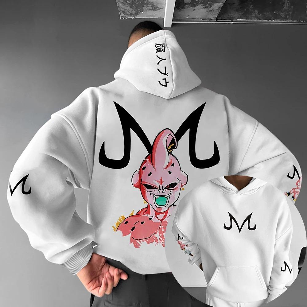 Dragon Ball Z Majin Buu Różowa Bluza z Kapturem Męska Streetwear Anime Bluza Cosplay Z Japońskim Nadrukiem Codzienny Pulower Dla Fanów Luźne Ubrania