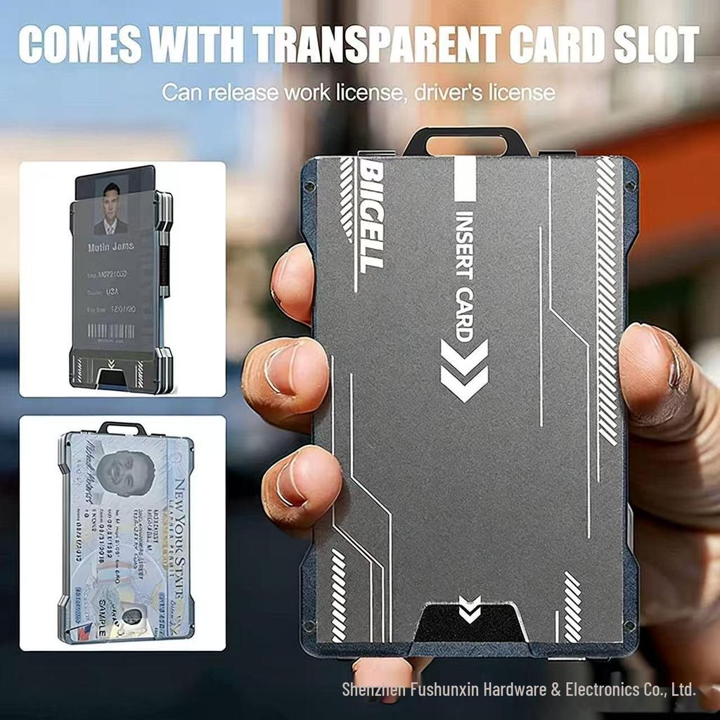 Nuovo stile Custodia Porta Badge Lavoro in Metallo RFID Trasparente con Clip
