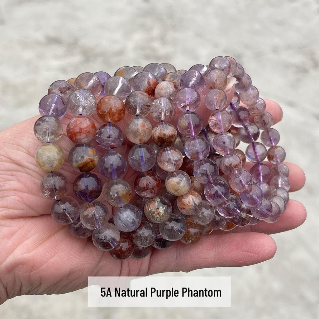 Jingde Natural Purple Phantom Crystal Bracelet - Unisex Purple Titanium Beaded Best Friend Gift