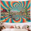 Psychedelic Cactus with colorful tiedye spiral tapestry Psychedelic hippie wall decor for living room bedroom room decor