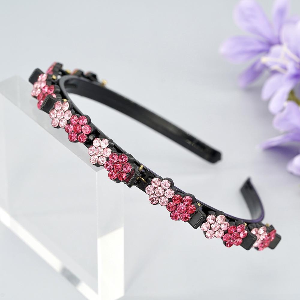 Elegant Rhinestone Bangs Clip Headband Plum Blossom Shiny Flower Hair Hoop  Daily