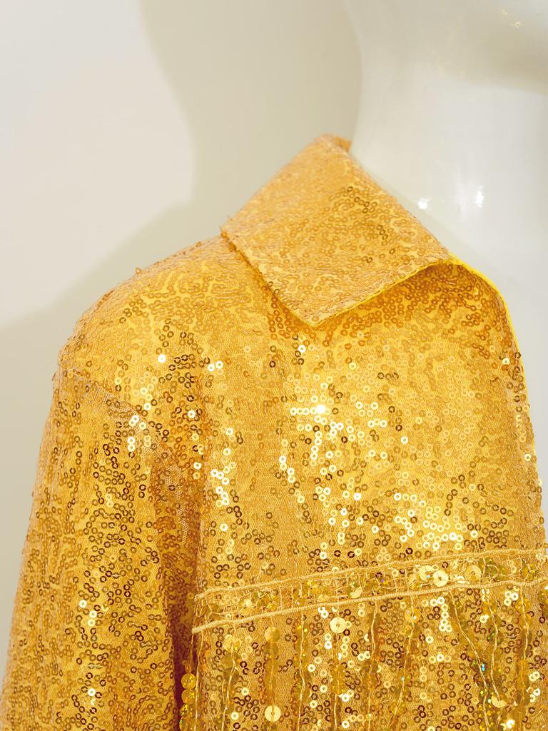 Mädchen Party Jacke Glitzernde Pailletten Quasten Detail Langarm Offen Vorne Bühnenkostüm Mantel