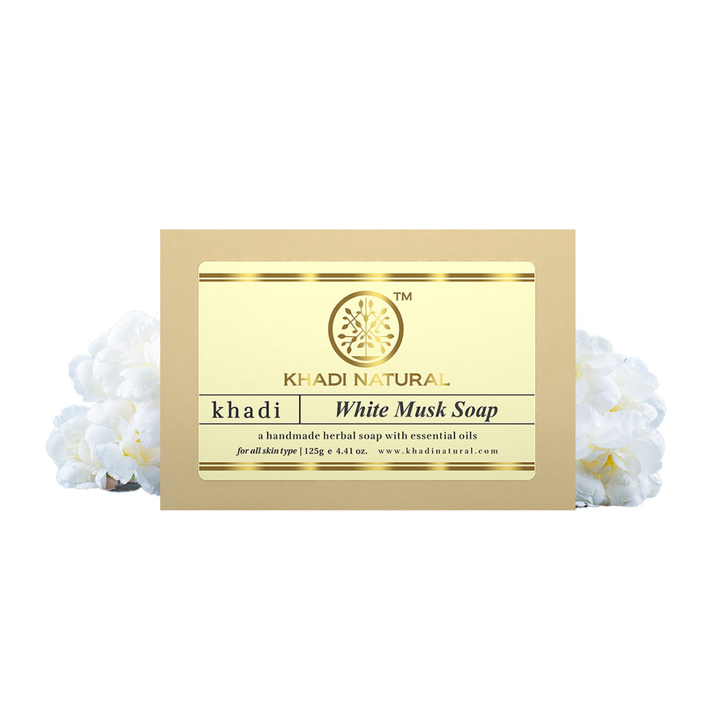 KHADI NATURAL Herbal White Musk Soap, 125G