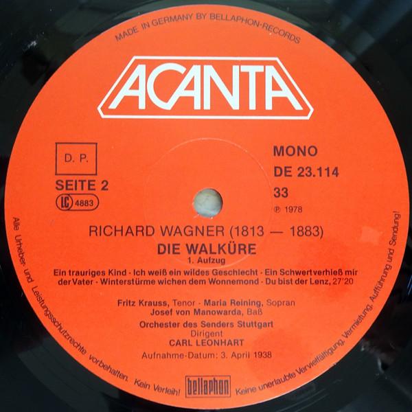 

Виниловая пластинка RICHARD WAGNER MARIA REINING GE Die Walkre Hhepunkte Der Oper DE23115 Acanta 1978 Германия Классика Б/у