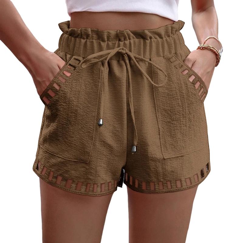 Women's Solid Color Casual Shorts Summer Lace-up Shorts