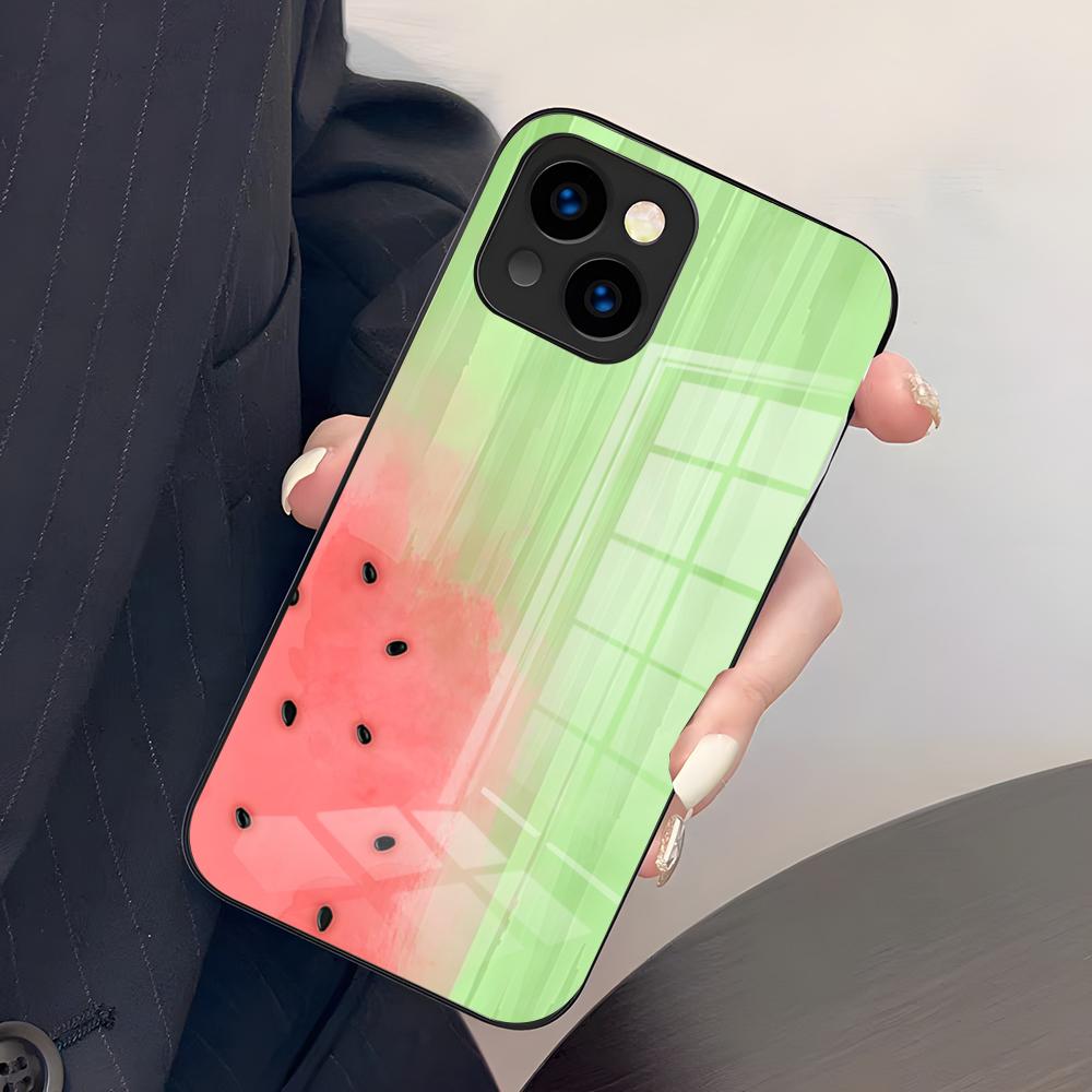 Cartoon Fruit Watermelon Phone Case For IPhone 17 Pro Max 15 Pro 16 14 Plus 12 13 Mini 11 Pro Shockproof Glass Cover