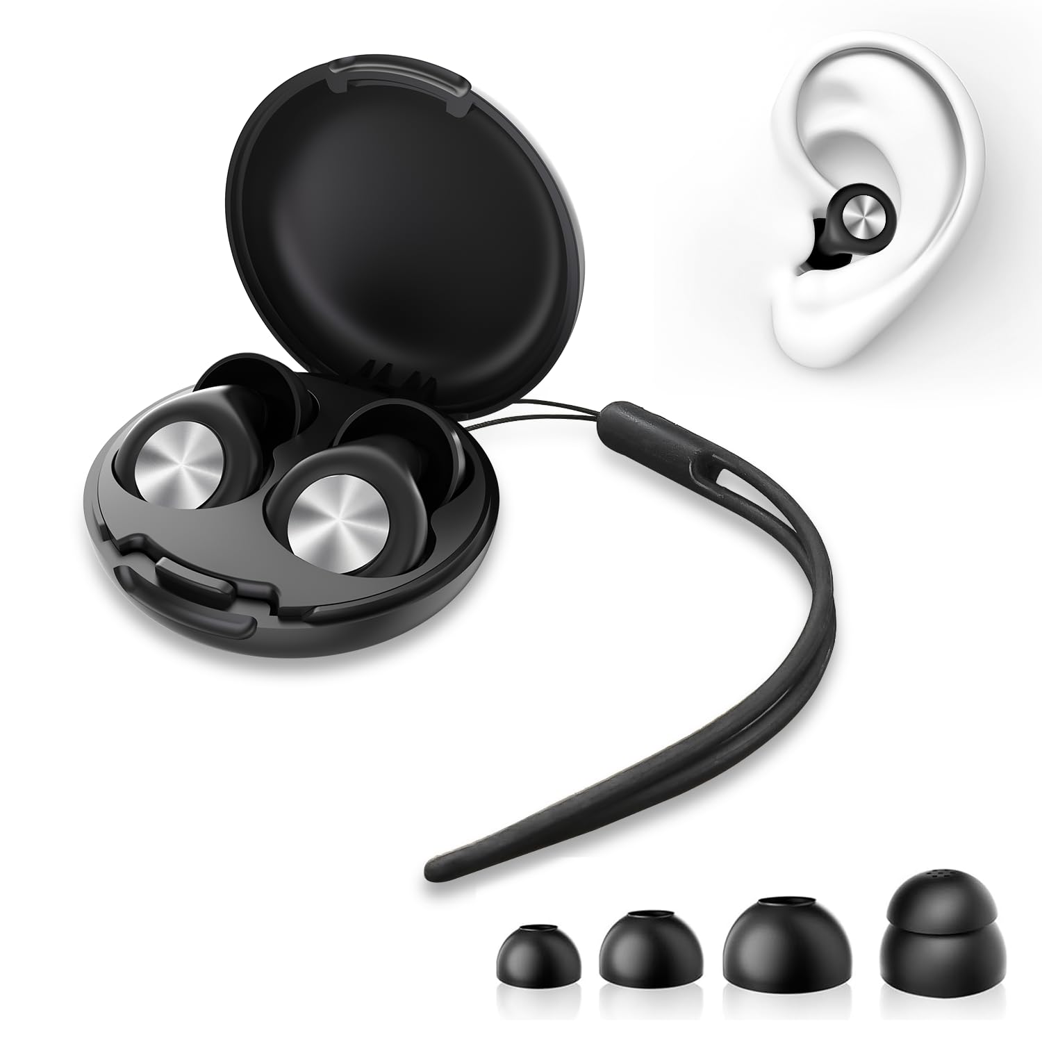 

Sleep Complete Sound 55dB Noise for a Better Prevent Noise for Live and with Storage Hearing Silicone Reusable [2025 New] Earplugs, Blocking, чёрный