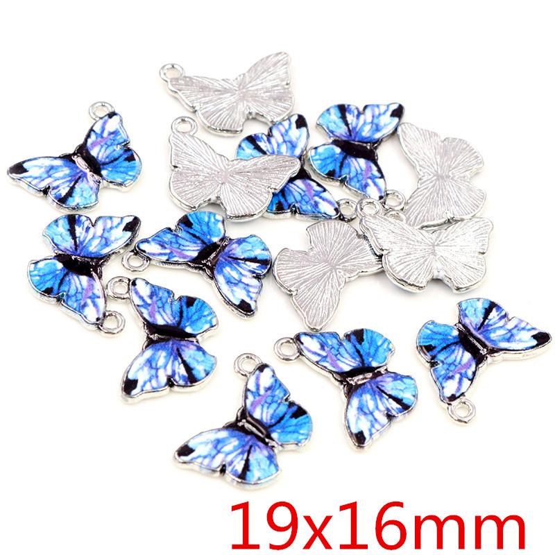 10pcs 21x15mm 19x16mm Colorful Butterfly Charms Pendant Enamel Metal Charms Necklace Bracelet DIY Jewelry Making Accessories