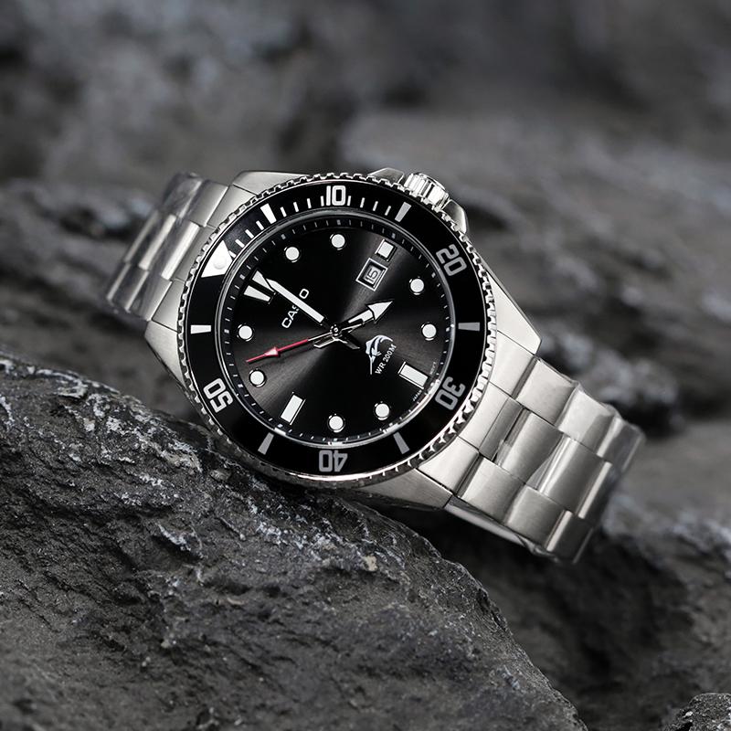 Casio Collection personnalisée MDV 106 1 Mouvement à Quartz Bracelet en Acier Inoxydable Montre Unisexe Cadran Noir MDV-106-1A(Watch4--)