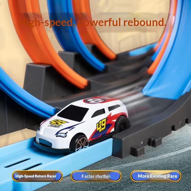 High Speed Surround Rail Car Toy Racing Track Splicing Track Rebound Car Kids Diy Assembled Gravity Slide Educational Toys Gifts