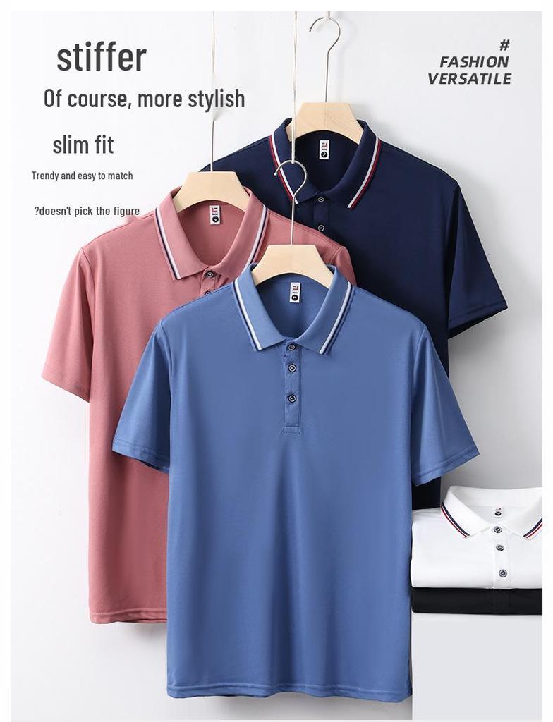 Customizable Breathable Polo Shirt with Logo, Short Sleeve, Sweat-Wicking, Perfect for Corporate or Group Culture Events.