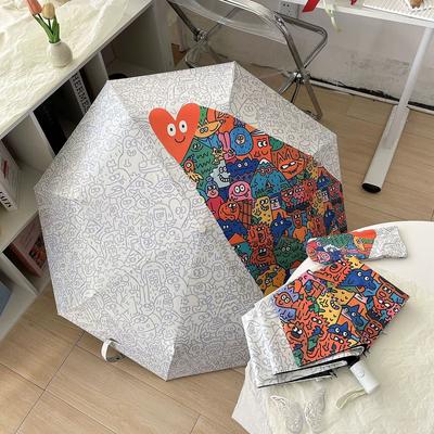 Art Graffiti Fully Automatic Rain Dual-purpose Umbrella Vinyl Sun Protection and Ultraviolet Folding Portable Sun Umbrella for M