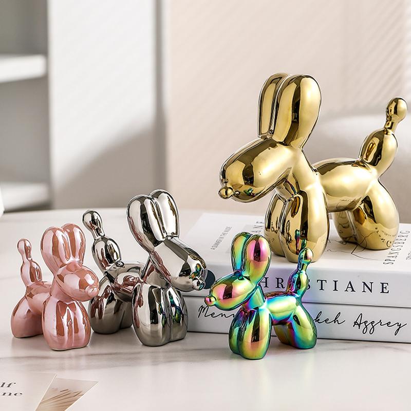 European Ceramic Gold-plated Balloon Dog Decoration Home Decoration Living Room Decoration Creative Animal Desktop Decoration