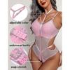 One Piece Sexy Bodysuits For Women Cut Out Babydoll Choker Lingerie Fishnet Leotard  S-3xl - J