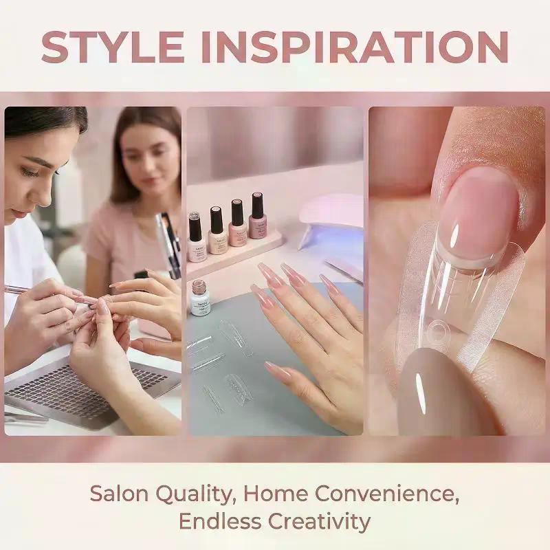 Sandwich Dual Nail Forms Trapezoidal Oval Nail Extension Forms 240pcs/Box Top & Bottom Form For Quick Diy Nail Extensions Salon