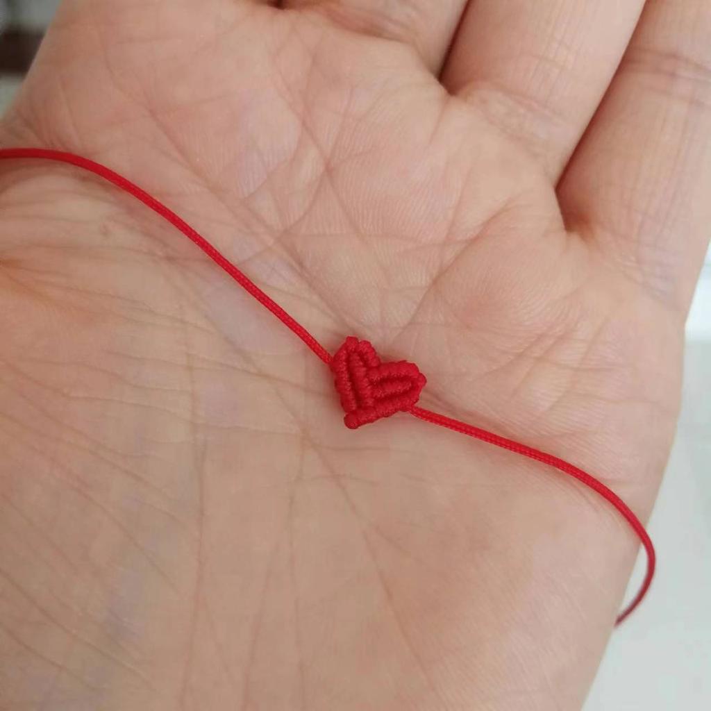 Handarbeit Handgestrickt Pfirsich Herzförmig Glücksbringend Rotes Seil Armband Verstellbar Damen Beste Freundin Anhänger Einfach Herren Paar Liebende Geschenk