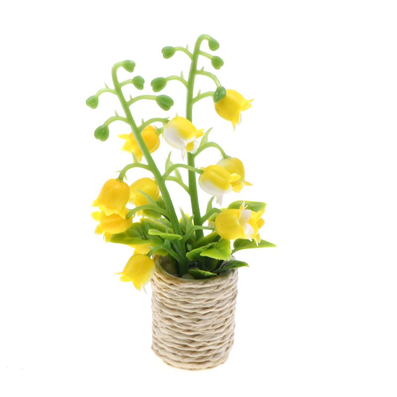 1:12 Dollhouse Miniature Lily Of The Valley Potted Plant Flowerpot Bonsai Home Model Decor Toy Doll House Accessories