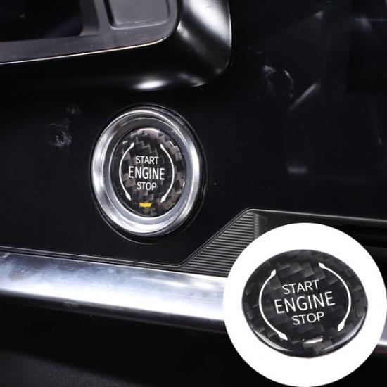 Black Carbon Fiber Start Stop Engine Switch Button Sticker For Corvette C8 20-21