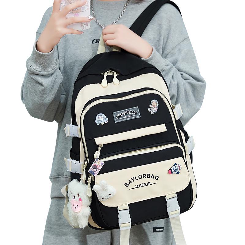 2024 Large Capacity Casual College Style Backpack for Girls - Fashionable Travel and School Bag for Junior High Students