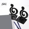 Music Decoration 1 Pair Metal Book Ends, Piano Musical Notes Decorative Bookend for Shelves, Heavy Cut Bookends Duty Holder Stand, Non-skid