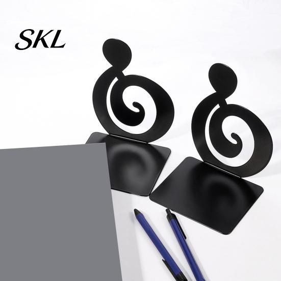 Music Decoration 1 Pair Metal Book Ends, Piano Musical Notes Decorative Bookend for Shelves, Heavy Cut Bookends Duty Holder Stand, Non-skid