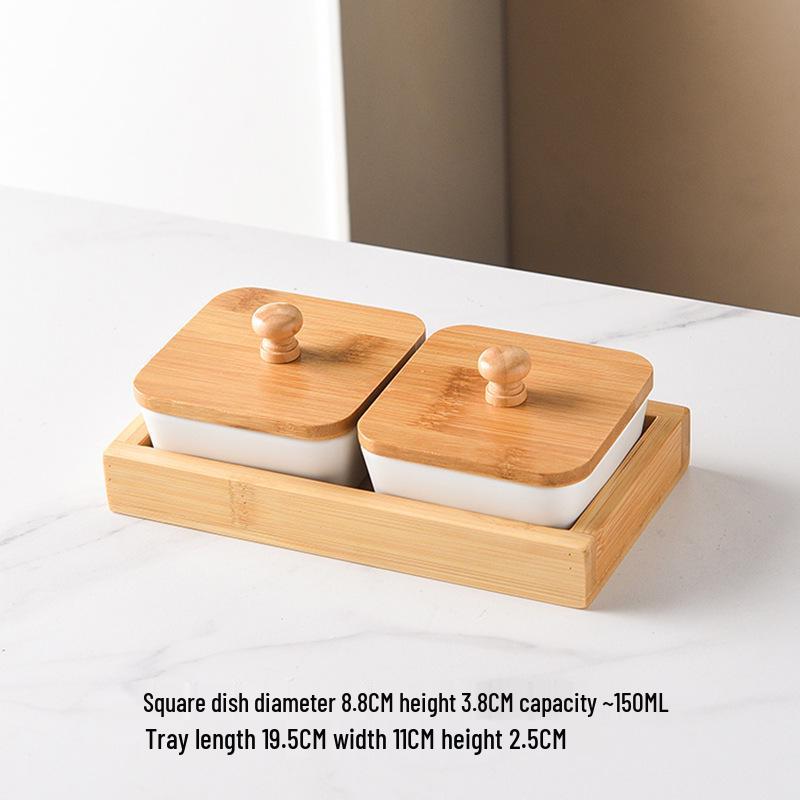 Nordic Ceramic Compartment Snack & Dessert Plate with Lid