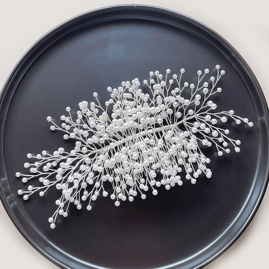 Korean Bridal Headdress Fairy Pearl Beaded Hair Comb Accessories Wedding Dress Ornament Sweet Shape Female