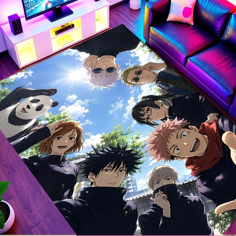 Jujutsu Kaisen Print Rug, Washable Floor Carpet, For Entryway Dorm Laundry Room Office Study, Home Decor Birthday Christmas Gift