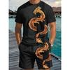 Fashion Men's Casual Suit 3D Casual Color Printing Summer T-shirt Shorts Simple
