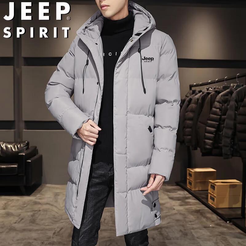JEEP SPIRIT Men's Mid-Length Hooded Puffer Jacket