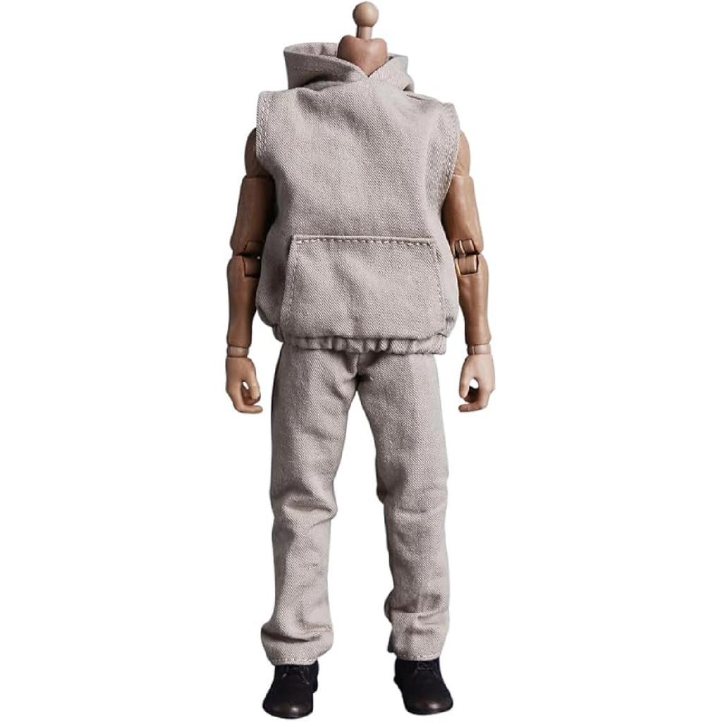 Meetoget 1/12 Scale Male Doll daily sports Sleeveless Hoodie Set Clothes for 6 inch Action Figure PM008US,black