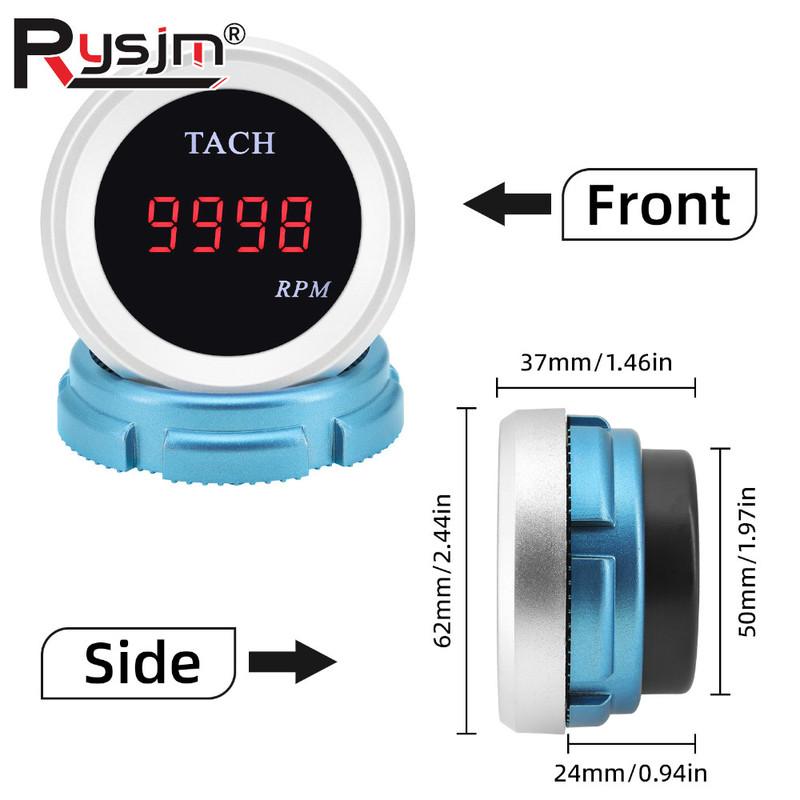 50mm Digital 0-9999RPM Tachometer Universal Car Truck Boat Tacho Gauge RPM Meter With Red LED Backlight 12V/24V