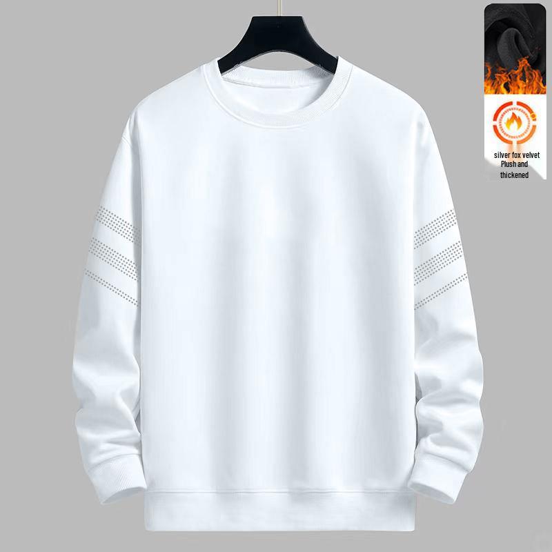 Men's Round Neck Plus Velvet Sweatshirt: Autumn Winter Loose Long Sleeve Pullover - Fashionable and Casual Base Layer