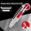 Heavy Duty Utility Knife with Comfortable Rubber Grip - 5-Blade Box Cutter for Paper and More